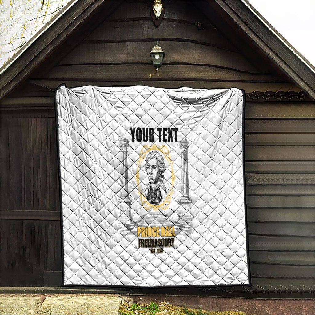 Personalized Prince Hall Freemasonry Quilt Masonic Square And Compass Vintage Gold Pillar Illustration