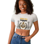 Personalized Prince Hall Freemasonry Raglan Cropped T shirt Masonic Square And Compass Vintage Gold Pillar Illustration