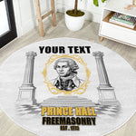 Personalized Prince Hall Freemasonry Round Carpet Masonic Square And Compass Vintage Gold Pillar Illustration