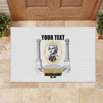 Personalized Prince Hall Freemasonry Rubber Doormat Masonic Square And Compass Vintage Gold Pillar Illustration