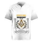 Personalized Prince Hall Freemasonry Rugby Jersey Masonic Square And Compass Vintage Gold Pillar Illustration