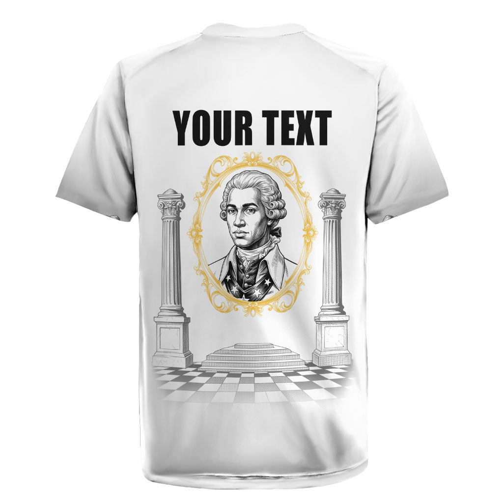Personalized Prince Hall Freemasonry Rugby Jersey Masonic Square And Compass Vintage Gold Pillar Illustration