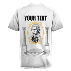 Personalized Prince Hall Freemasonry Rugby Jersey Masonic Square And Compass Vintage Gold Pillar Illustration