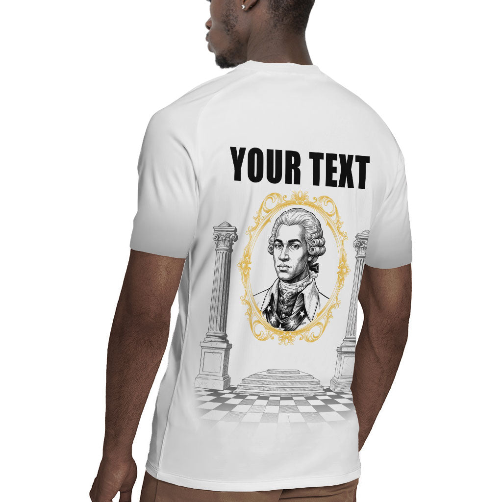 Personalized Prince Hall Freemasonry Rugby Jersey Masonic Square And Compass Vintage Gold Pillar Illustration