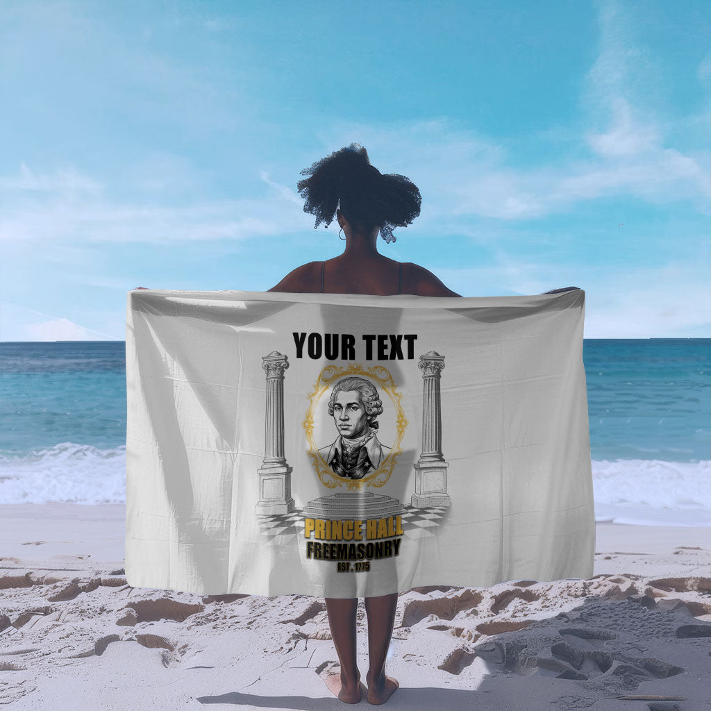 Personalized Prince Hall Freemasonry Sarong Masonic Square And Compass Vintage Gold Pillar Illustration