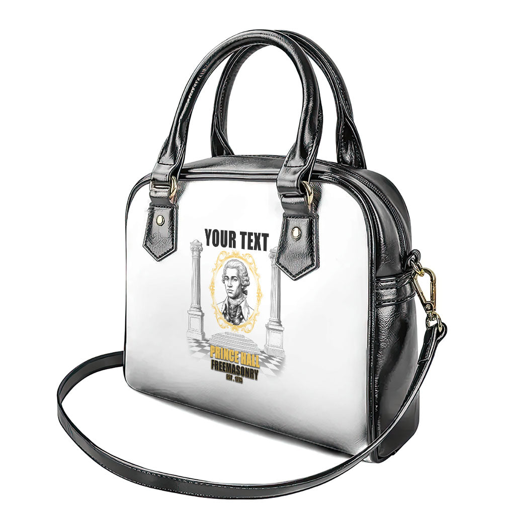Personalized Prince Hall Freemasonry Shoulder Handbag Masonic Square And Compass Vintage Gold Pillar Illustration