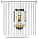 Personalized Prince Hall Freemasonry Shower Curtain Masonic Square And Compass Vintage Gold Pillar Illustration