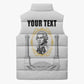 Personalized Prince Hall Freemasonry Sleeveless Puffer Jacket Masonic Square And Compass Vintage Gold Pillar Illustration
