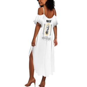 Personalized Prince Hall Freemasonry Summer Maxi Dress Masonic Square And Compass Vintage Gold Pillar Illustration