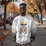 Personalized Prince Hall Freemasonry Sweatshirt Masonic Square And Compass Vintage Gold Pillar Illustration