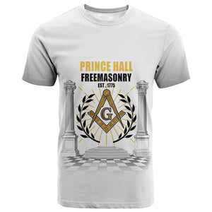 Personalized Prince Hall Freemasonry T shirt Masonic Square And Compass Vintage Gold Pillar Illustration