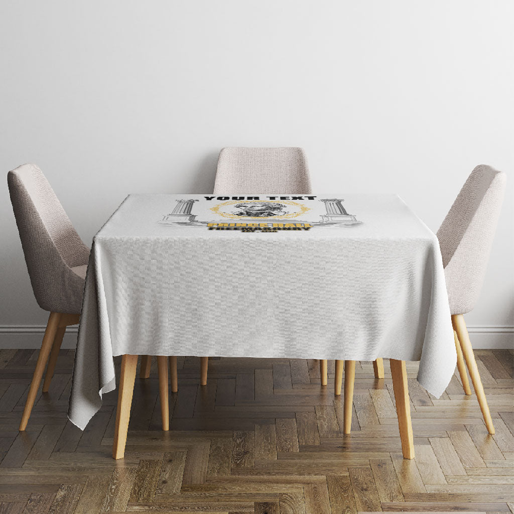 Personalized Prince Hall Freemasonry Tablecloth Masonic Square And Compass Vintage Gold Pillar Illustration