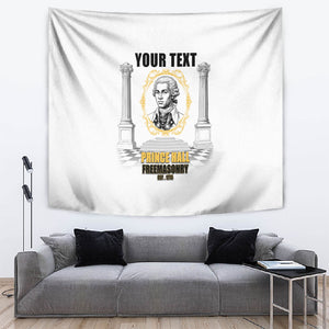 Personalized Prince Hall Freemasonry Tapestry Masonic Square And Compass Vintage Gold Pillar Illustration