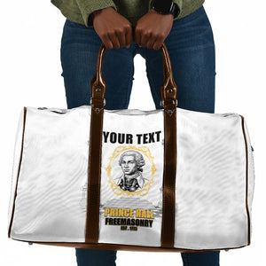 Personalized Prince Hall Freemasonry Travel Bag Masonic Square And Compass Vintage Gold Pillar Illustration