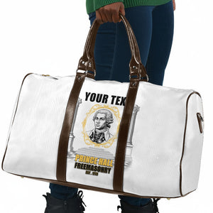 Personalized Prince Hall Freemasonry Travel Bag Masonic Square And Compass Vintage Gold Pillar Illustration