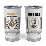 Personalized Prince Hall Freemasonry Tumbler Cup Masonic Square And Compass Vintage Gold Pillar Illustration