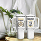Personalized Prince Hall Freemasonry Tumbler With Handle Masonic Square And Compass Vintage Gold Pillar Illustration