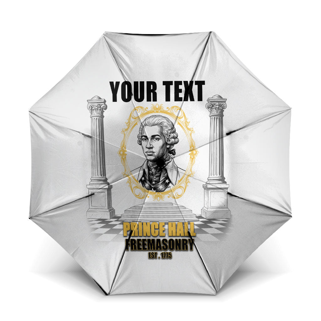Personalized Prince Hall Freemasonry Umbrella Masonic Square And Compass Vintage Gold Pillar Illustration
