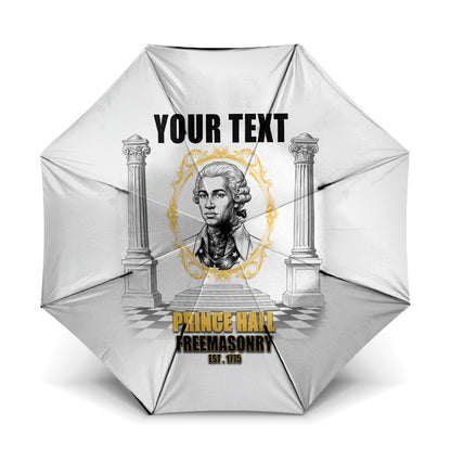 Personalized Prince Hall Freemasonry Umbrella Masonic Square And Compass Vintage Gold Pillar Illustration