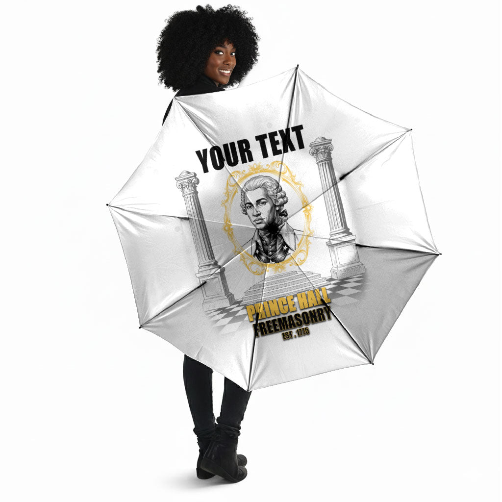Personalized Prince Hall Freemasonry Umbrella Masonic Square And Compass Vintage Gold Pillar Illustration