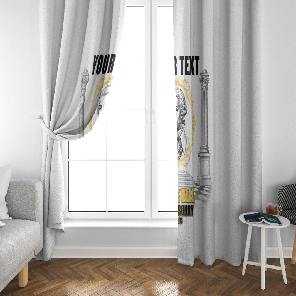 Personalized Prince Hall Freemasonry Window Curtain Masonic Square And Compass Vintage Gold Pillar Illustration