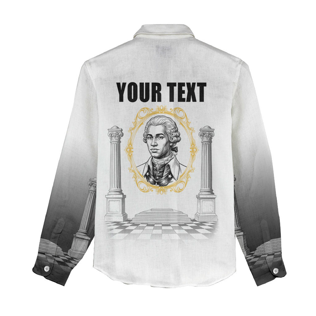 Personalized Prince Hall Freemasonry Women Casual Shirt Masonic Square And Compass Vintage Gold Pillar Illustration