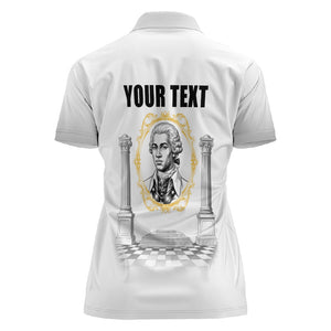 Personalized Prince Hall Freemasonry Women Polo Shirt Masonic Square And Compass Vintage Gold Pillar Illustration