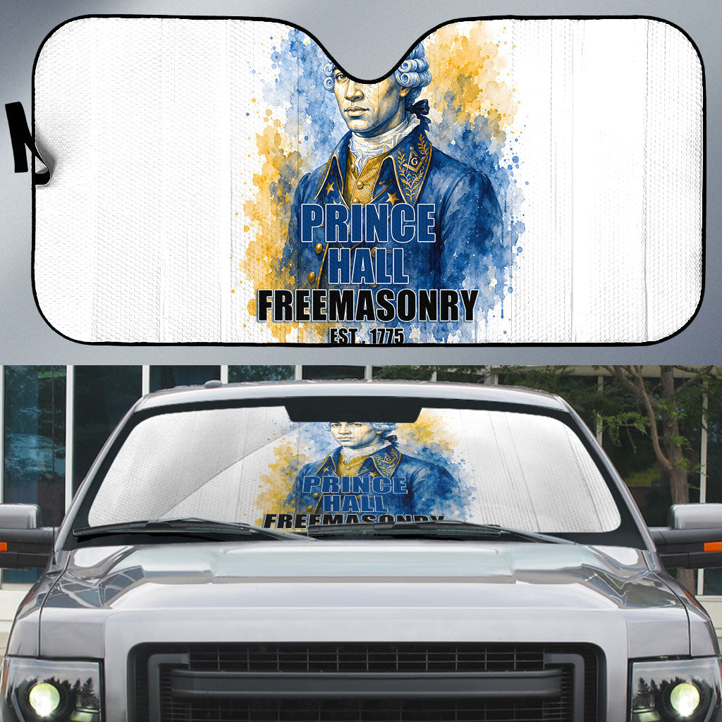 Prince Hall Freemasonry Auto Sun Shade Square And Compass Letter G Watercolor Portrait Art