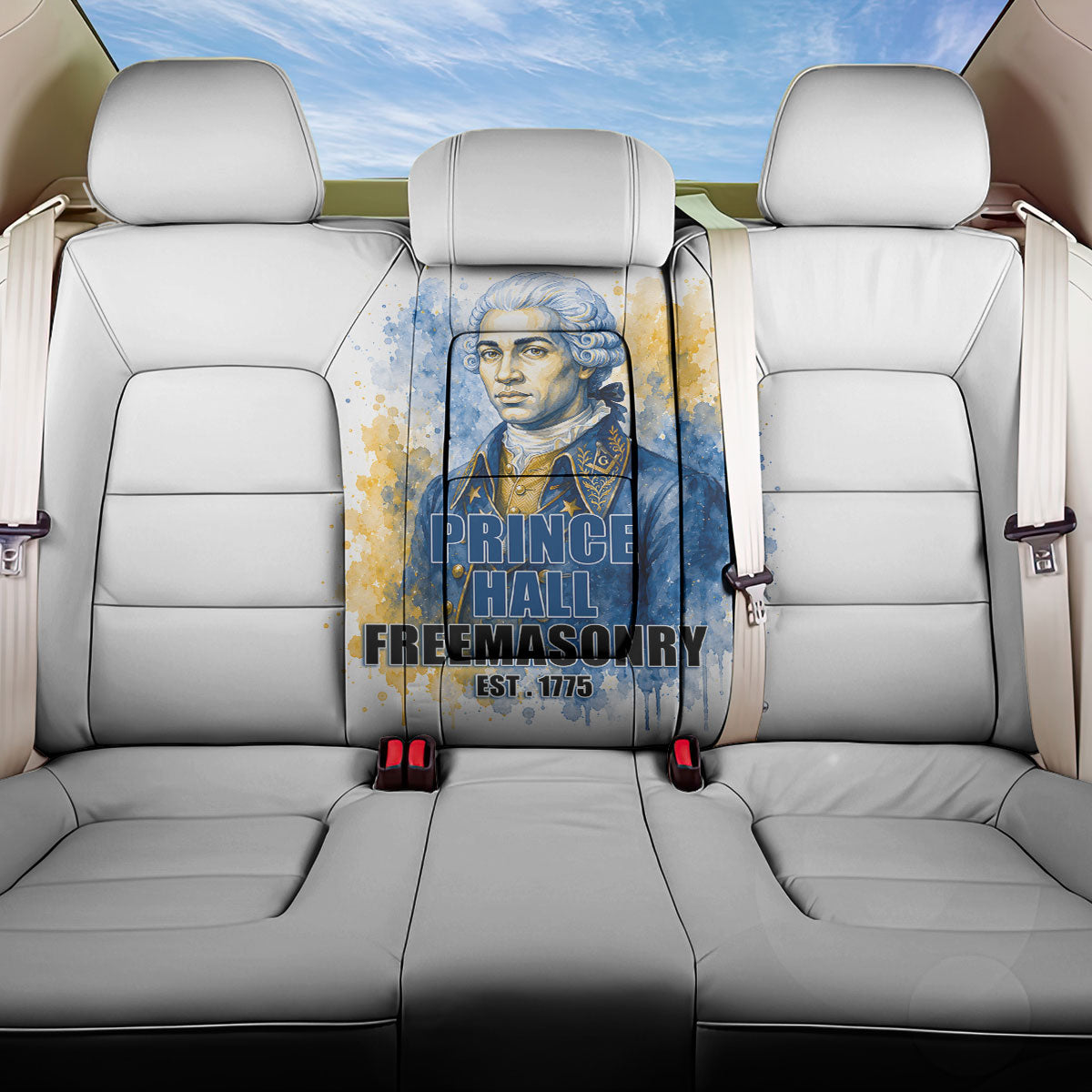 Prince Hall Freemasonry Back Car Seat Cover Square And Compass Letter G Watercolor Portrait Art