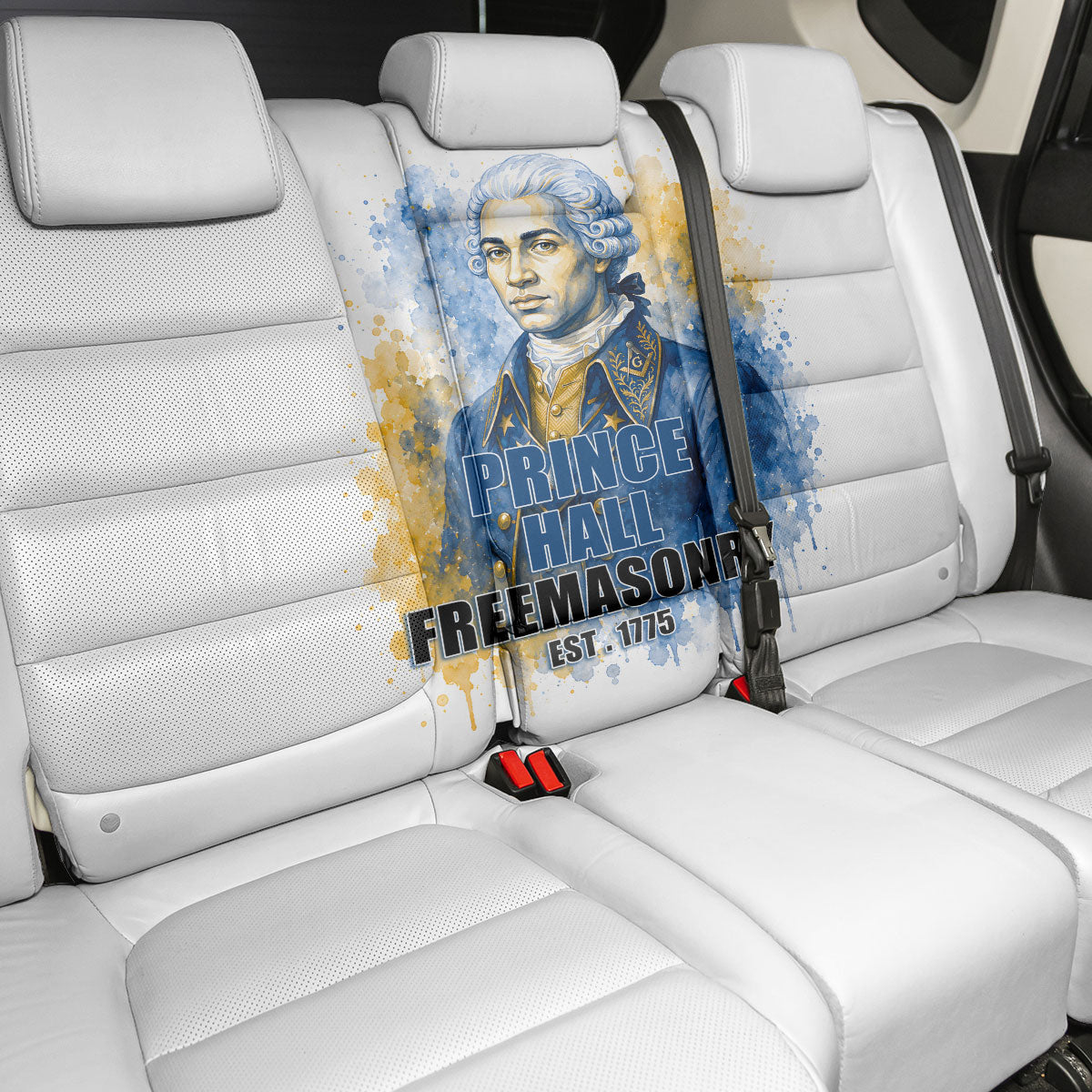 Prince Hall Freemasonry Back Car Seat Cover Square And Compass Letter G Watercolor Portrait Art
