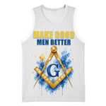 Prince Hall Freemasonry Basketball Jersey Square And Compass Letter G Watercolor Portrait Art