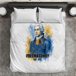 Prince Hall Freemasonry Bedding Set Square And Compass Letter G Watercolor Portrait Art