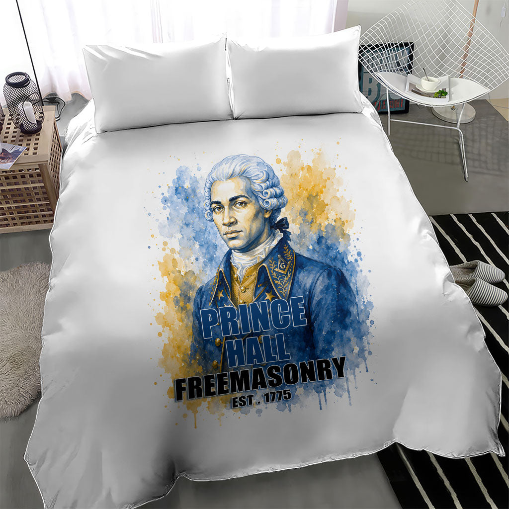Prince Hall Freemasonry Bedding Set Square And Compass Letter G Watercolor Portrait Art