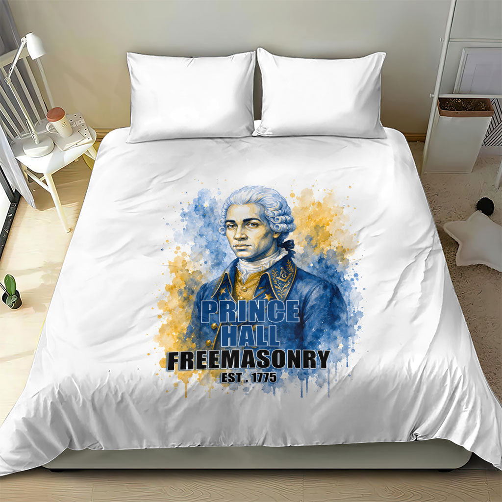 Prince Hall Freemasonry Bedding Set Square And Compass Letter G Watercolor Portrait Art