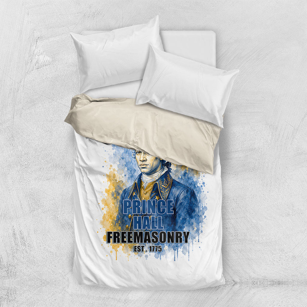 Prince Hall Freemasonry Bedding Set Square And Compass Letter G Watercolor Portrait Art