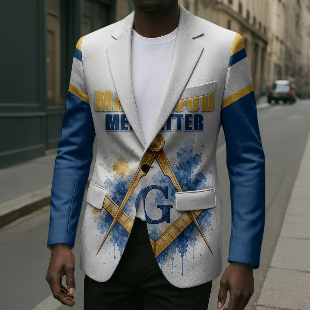 Prince Hall Freemasonry Blazer Square And Compass Letter G Watercolor Portrait Art