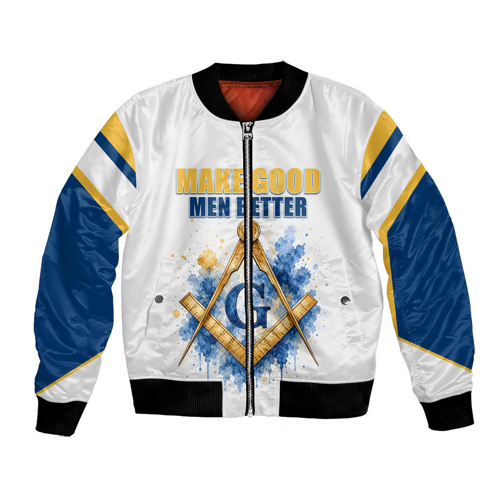 Prince Hall Freemasonry Bomber Jacket Square And Compass Letter G Watercolor Portrait Art