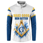 Prince Hall Freemasonry Button Sweatshirt Square And Compass Letter G Watercolor Portrait Art