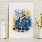 Prince Hall Freemasonry Canvas Wall Art Square And Compass Letter G Watercolor Portrait Art