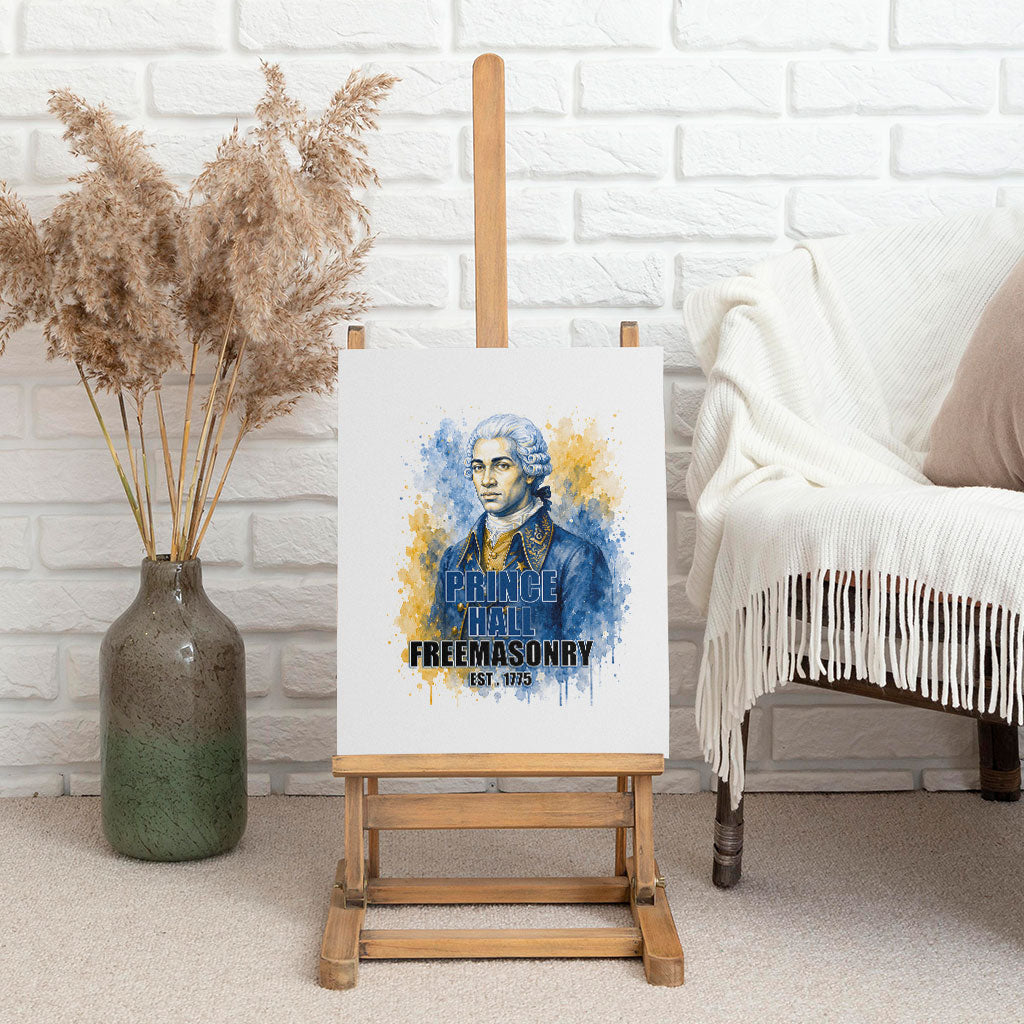 Prince Hall Freemasonry Canvas Wall Art Square And Compass Letter G Watercolor Portrait Art