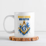 Prince Hall Freemasonry Ceramic Mug Square And Compass Letter G Watercolor Portrait Art
