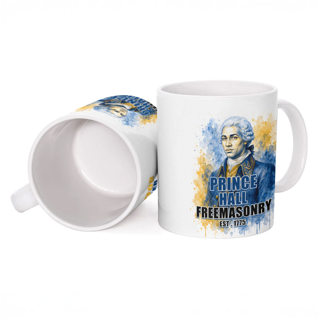 Prince Hall Freemasonry Ceramic Mug Square And Compass Letter G Watercolor Portrait Art