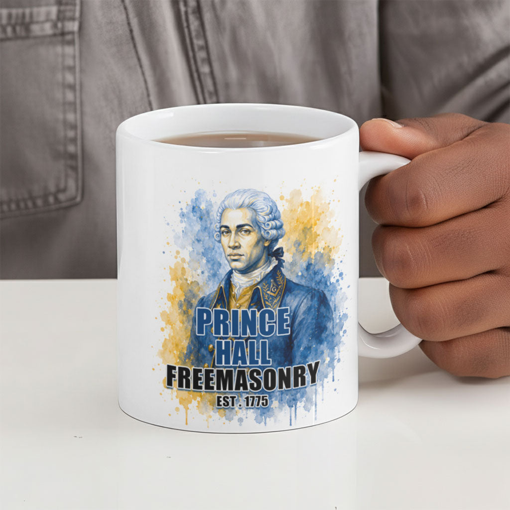 Prince Hall Freemasonry Ceramic Mug Square And Compass Letter G Watercolor Portrait Art