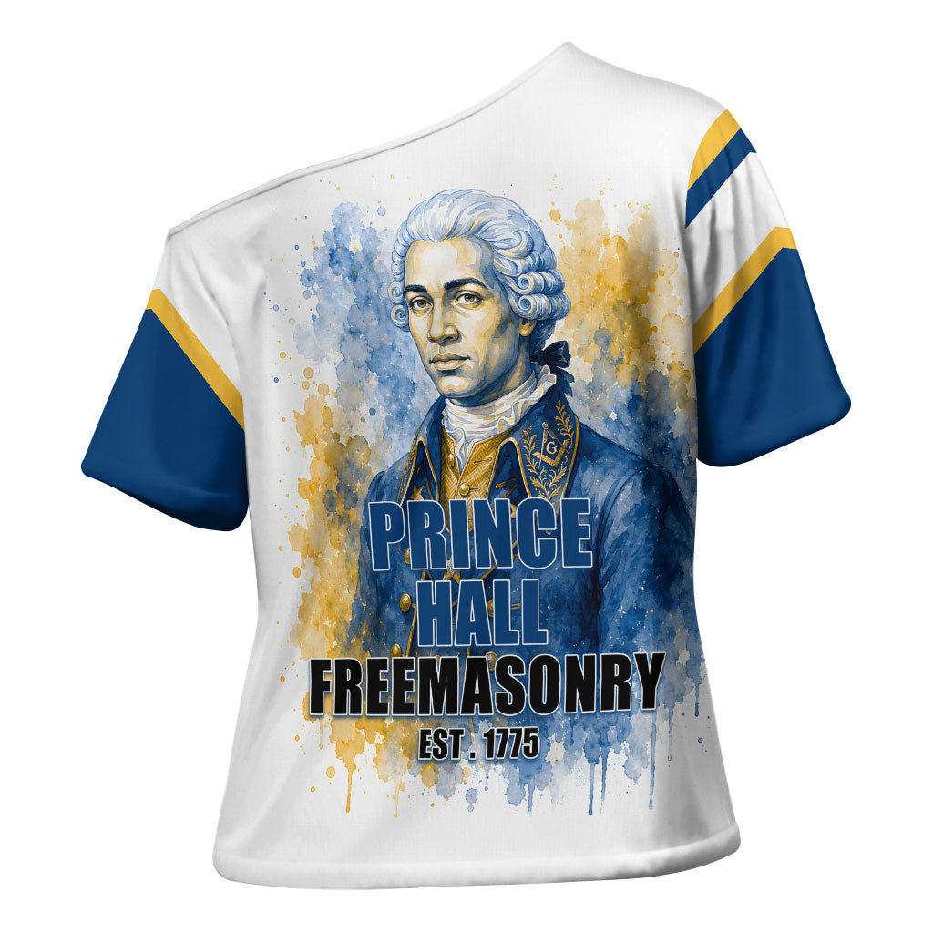 Prince Hall Freemasonry Cross Shoulder Shirt Square And Compass Letter G Watercolor Portrait Art