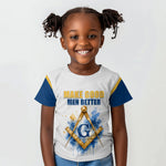 Prince Hall Freemasonry Kid T shirt Square And Compass Letter G Watercolor Portrait Art