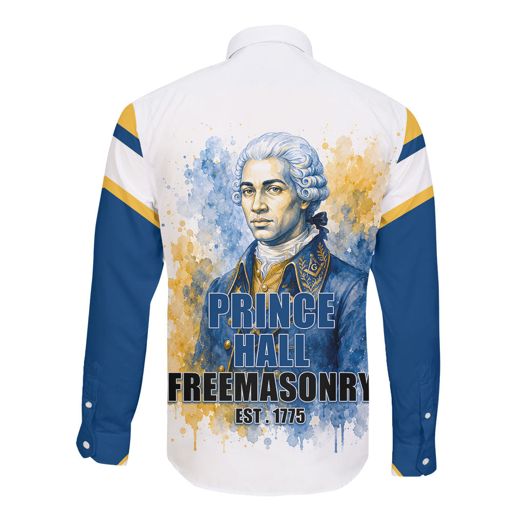 Prince Hall Freemasonry Long Sleeve Button Shirt Square And Compass Letter G Watercolor Portrait Art