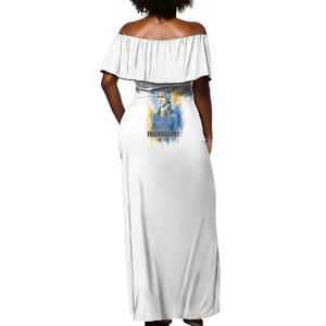 Prince Hall Freemasonry Off Shoulder Maxi Dress Square And Compass Letter G Watercolor Portrait Art
