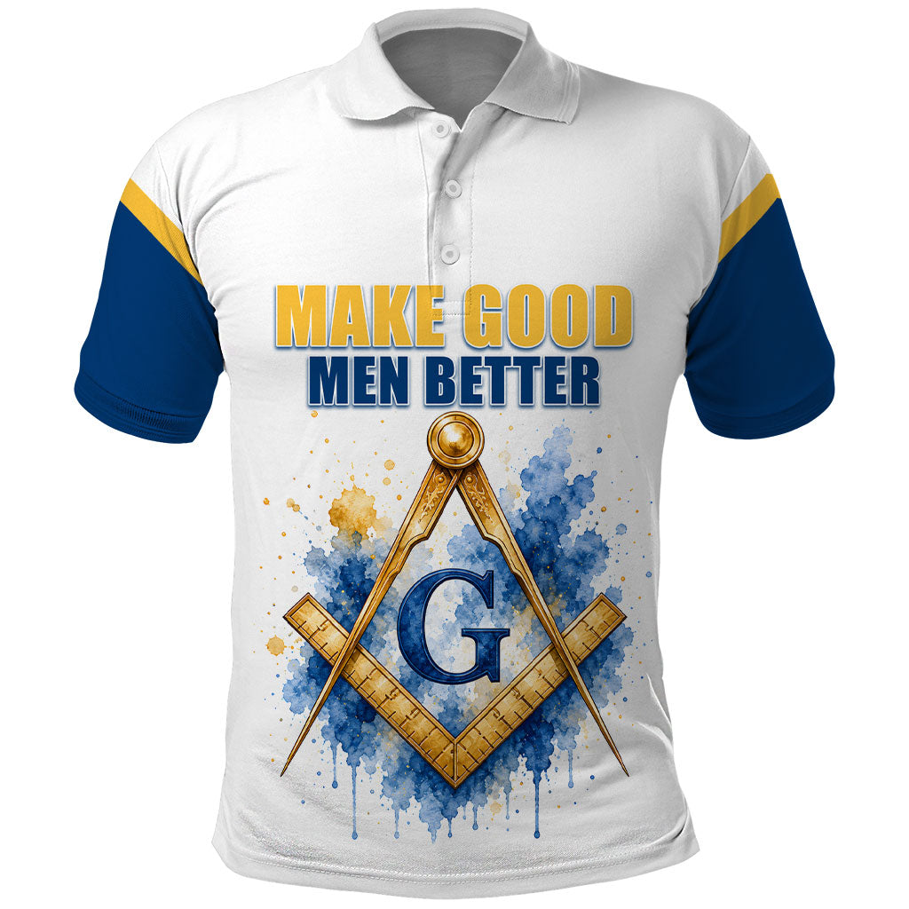 Prince Hall Freemasonry Polo Shirt Square And Compass Letter G Watercolor Portrait Art