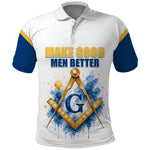 Prince Hall Freemasonry Polo Shirt Square And Compass Letter G Watercolor Portrait Art