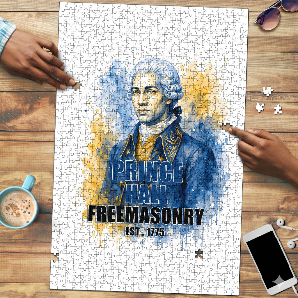 Prince Hall Freemasonry Puzzle Square And Compass Letter G Watercolor Portrait Art